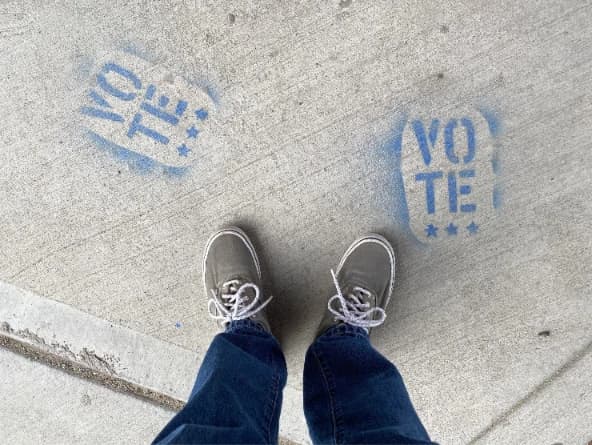 Voter casting ballot in support of mental health advocacy during Pennsylvania’s 2023 election